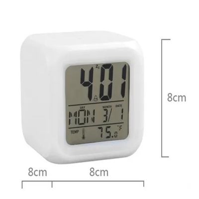 Relogio Digital Despertador Cubo Colorido Luminaria Infantil Led Termometro Alarme