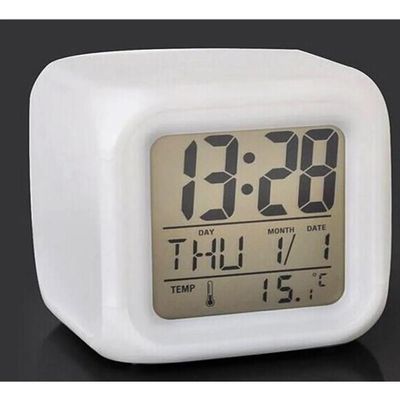 Relogio Digital Despertador Cubo Colorido Luminaria Infantil Led Termometro Alarme