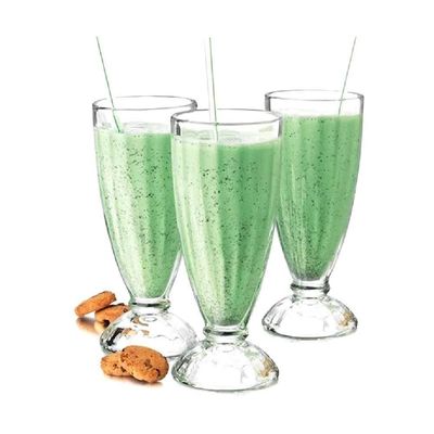 Jogo Taca Copo Vidro Suco Milk Shake Kit 6 Peças Sobremesa Sorvete Alta Grande Retro 260ml