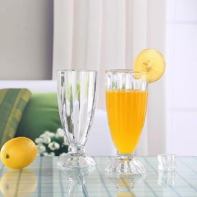 Jogo Taca Copo Vidro Suco Milk Shake Kit 6 Peças Sobremesa Sorvete Alta Grande Retro 260ml