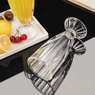 Jogo Taca Copo Vidro Suco Milk Shake Kit 6 Peças Sobremesa Sorvete Alta Grande Retro 260ml