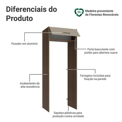 Porta-geladeira 83 Cm 1 Porta Basculante Rustic/crema Agata Madesa Rustic/crema