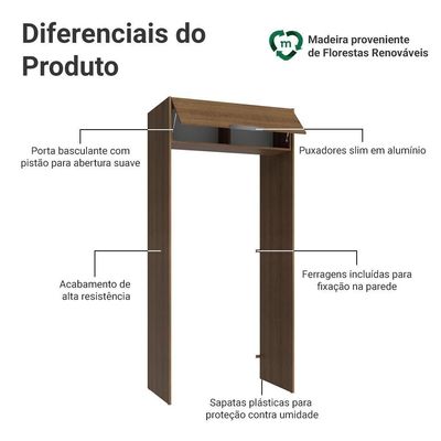 Porta-geladeira 103 Cm 1 Porta Basculante Rustic Stella Madesa Rustic
