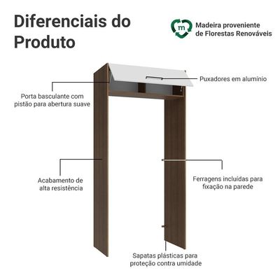 Porta-geladeira 103 Cm 1 Porta Basculante Rustic/branco Agata Madesa Rustic/branco