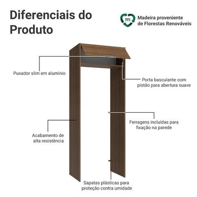 Porta-geladeira 83 Cm 1 Porta Basculante Rustic Stella Madesa Rustic