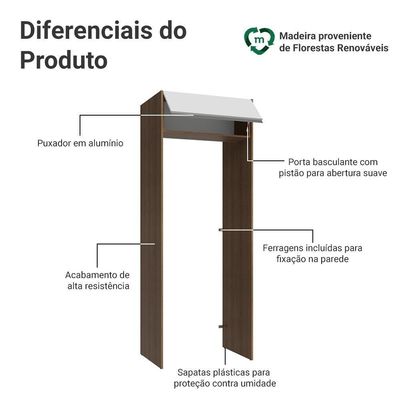 Porta-geladeira 83 Cm 1 Porta Basculante Rustic/branco Glamy Madesa Rustic/branco