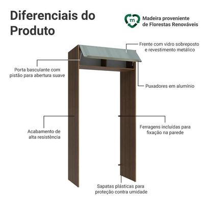Porta-geladeira 103 Cm 1 Porta Basculante Rustic/cinza Lux Madesa Rustic/cinza