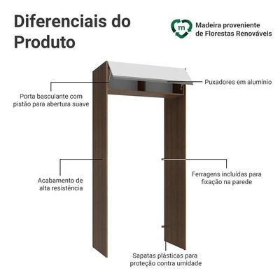 Porta-geladeira 103 Cm 1 Porta Basculante Rustic/branco Glamy Madesa Rustic/branco