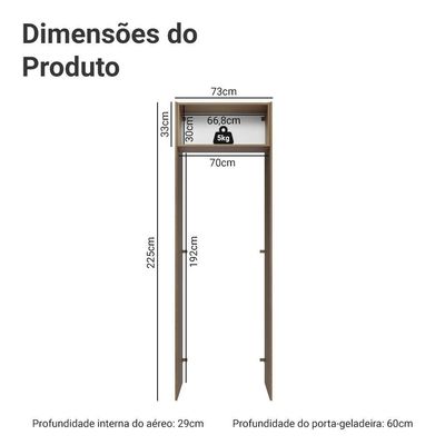 Porta-geladeira 73 Cm 1 Porta Basculante Rustic/branco Veludo Lux Madesa Rustic/branco Veludo