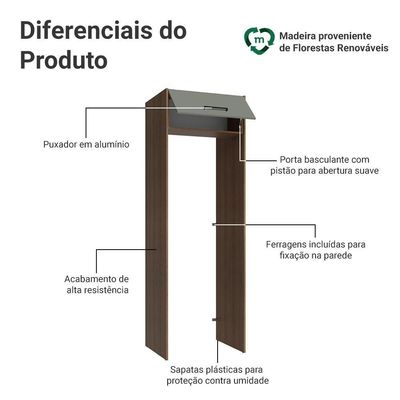 Porta-geladeira 73 Cm 1 Porta Basculante Rustic-Cinza Agata Madesa Rustic-Cinza