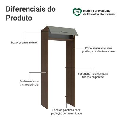 Porta-geladeira 83 Cm 1 Porta Basculante Rustic/cinza Agata Madesa Rustic/cinza