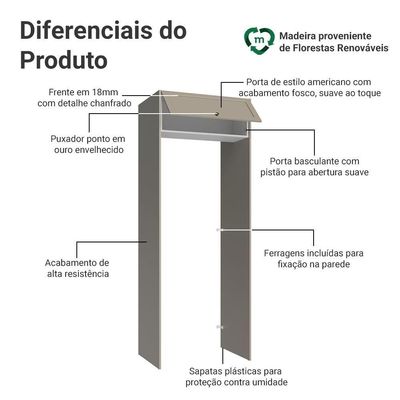 Porta-geladeira 83 Cm 1 Porta Basculante Crema-branco-crema Vik Madesa Branco-crema