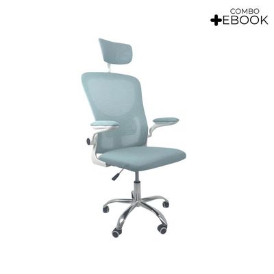 Cadeira De Escritório Diretor Oficial Vegas Com Apoio Azul Branco