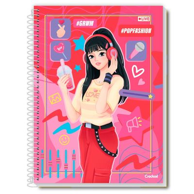 Caderno Universitário Feminino Pop Fashion 80F/1 Matéria Credeal