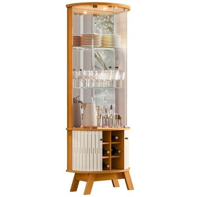 Kit Aparador Buffet Inara E Cristaleira Marília Orgânico M07 Cinamomo Off White - Lyam Decor