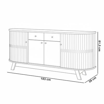 Aparador Buffet Para Sala De Jantar Orgânico 4 Portas Inara M07 Cinamomo Off White - Lyam Decor