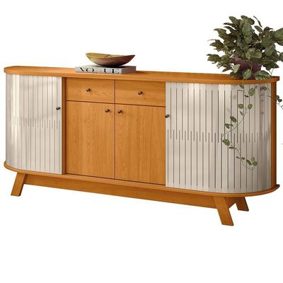 Aparador Buffet Para Sala De Jantar Orgânico 4 Portas Inara M07 Cinamomo Off White - Lyam Decor