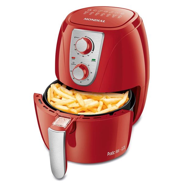 Fritadeira Sem Óleo Air Fryer 3,2L Mondial Vermelho e Inox 1500W  AF-34-R 220V