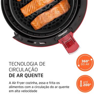 Fritadeira Sem Óleo Air Fryer 3,2L Mondial Vermelho e Inox 1500W  AF-34-R 220V