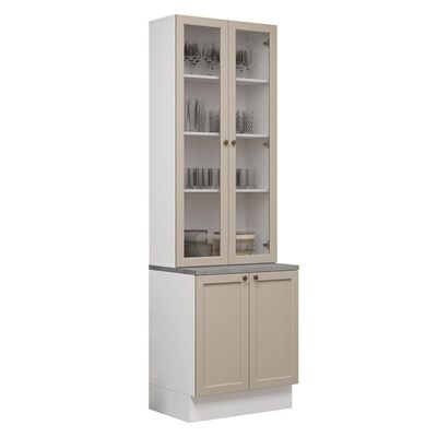 Kit Balcão + Cristaleira 70 Cm Branco-crema Vik Madesa 02 Branco-crema