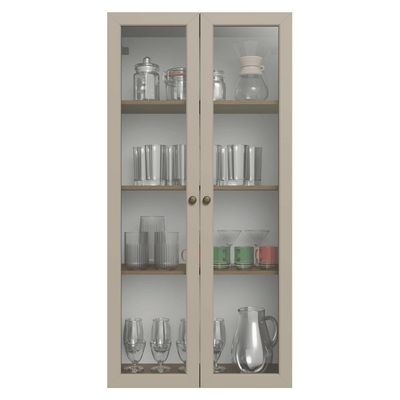 Módulo Cristaleira 70 Cm 2 Portas De Vidro Rustic-crema Vik Madesa Rustic-crema