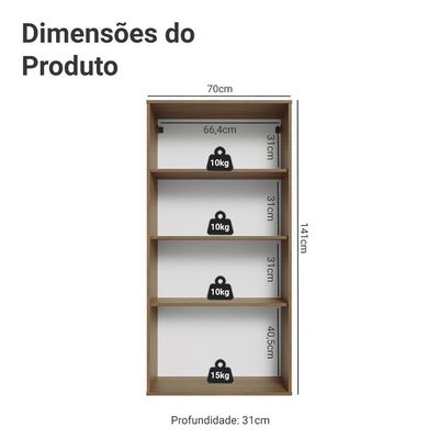 Módulo Cristaleira 70 Cm 2 Portas De Vidro Rustic-crema Vik Madesa Rustic-crema