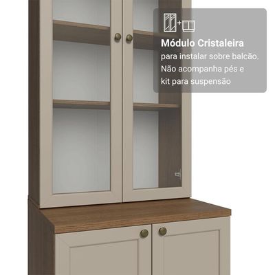 Módulo Cristaleira 70 Cm 2 Portas De Vidro Rustic-crema Vik Madesa Rustic-crema