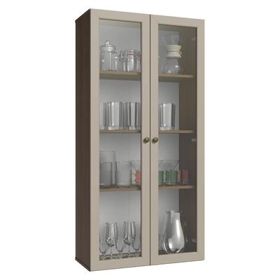 Módulo Cristaleira 70 Cm 2 Portas De Vidro Rustic-crema Vik Madesa Rustic-crema