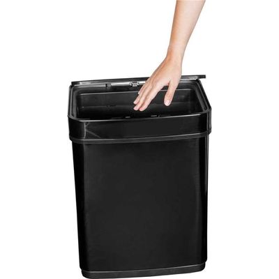 Lixeira Retangular 50l Preta Com Sensor Aço Inox Vonder