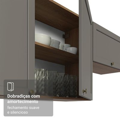 Armário Aéreo 70 Cm 2 Portas Vik Madesa Rustic/cinza