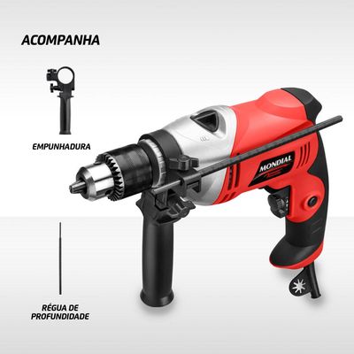 Furadeira de Impacto 700W 1/2" com Empunhadura Auxiliar e Limitador de Profundidade FFI05 Mondial 127V 127v (110v)