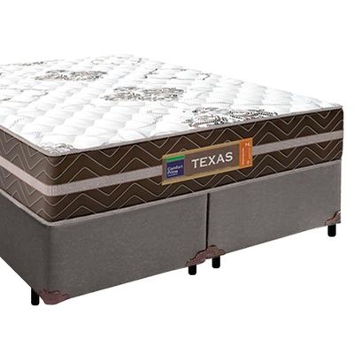 Cama Box Casal Bipartido Sintético + Colchão Molas Ensacadas Texas Prime Colchões 138x188x64cm Cinza