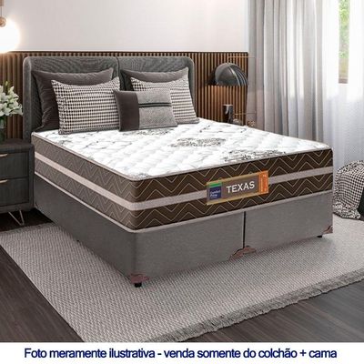 Cama Box Casal Bipartido Sintético + Colchão Molas Ensacadas Texas Prime Colchões 138x188x64cm Cinza