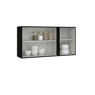 Armário Aéreo 3 Portas 120cm Cozinha Modulada Milão Menu Móveis Preto