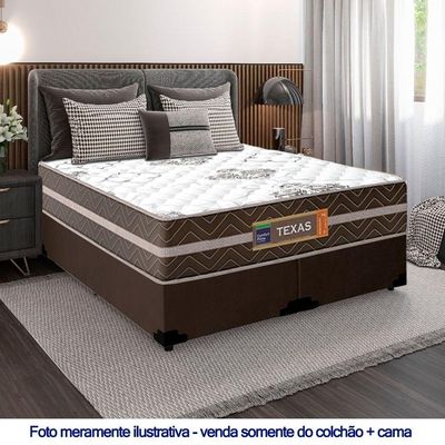 Cama Box Casal Bipartido Suede + Colchão Molas Ensacadas Texas Prime Colchões 138x188x64cm Marrom