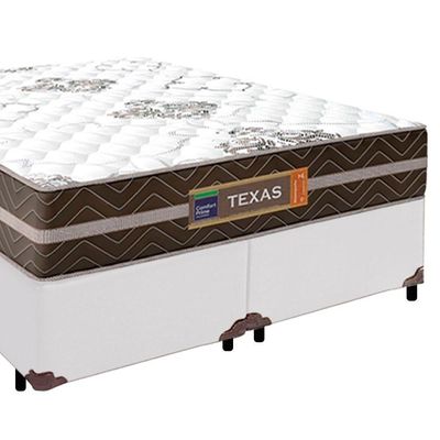 Cama Box Casal Bipartido Sintético + Colchão Molas Ensacadas Texas Prime Colchões 138x188x64cm Branco
