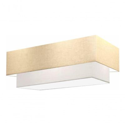 Plafon Duplo Retangular Vivare Md-3044 Cúpula Em Tecido Bivolt Algodão-crú-branco 127/220v