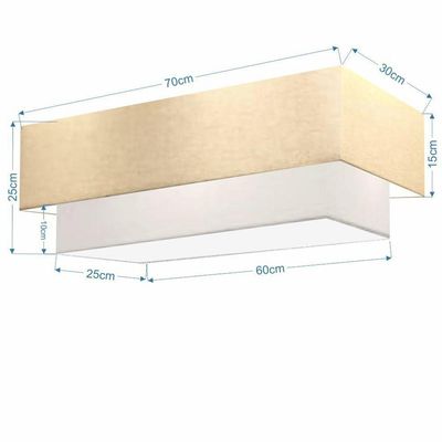 Plafon Duplo Retangular Vivare Md-3044 Cúpula Em Tecido Bivolt Algodão-crú-branco 127/220v