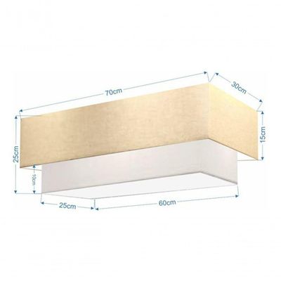 Plafon Duplo Retangular Vivare Md-3044 Cúpula Em Tecido Bivolt Algodão-crú-branco 127/220v
