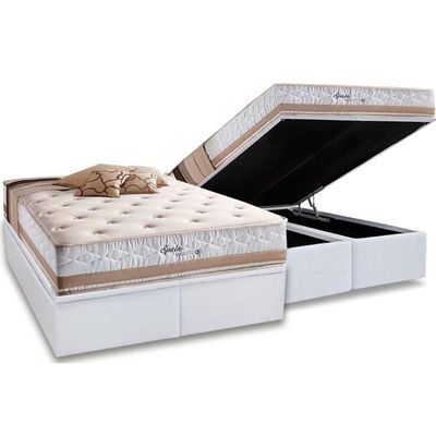 Cama Box Baú Queen + Colchão Molas Herval Spain