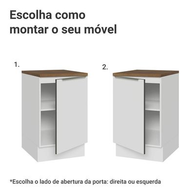 Balcão Cozinha 50x60cm 1 Port Branco Tampo Rustic Lux Madesa Branco/branco Veludo/rustic