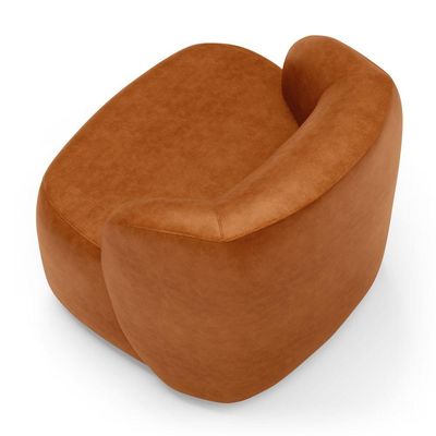 Kit 02 Poltronas Giratória E 01 Sofá Orgânico Leez 205cm 03 Lugares Couríssimo Caramelo Desk Design