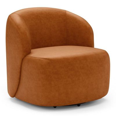 Kit 02 Poltronas Giratória E 01 Sofá Orgânico Leez 205cm 03 Lugares Couríssimo Caramelo Desk Design