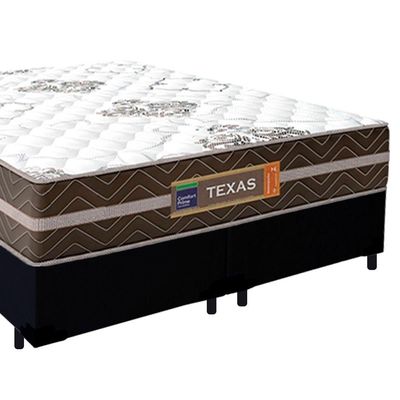 Cama Box Casal Bipartido Suede + Colchão Molas Ensacadas Texas Prime Colchões 138x188x64cm Preto