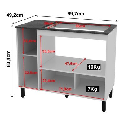 Balcão Cozinha Cooktop 5 Bocas E Forno/micro-ondas 99,7cm Multimóveis Cr20500 Branco/mármore Lunar