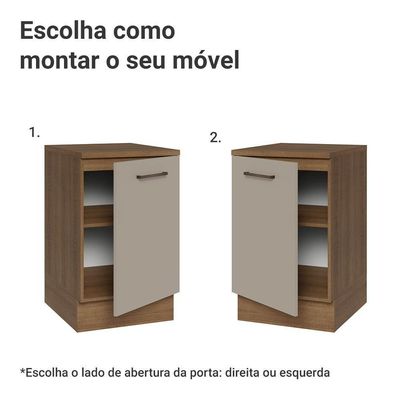 Balcão De Cozinha 50cm 1 Porta Rustic/crema Agata Madesa Rustic/crema