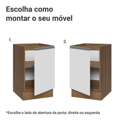 Balcão De Cozinha 50cm 1 Porta (sem Tampo) Rb Glamy Madesa Rustic/branco