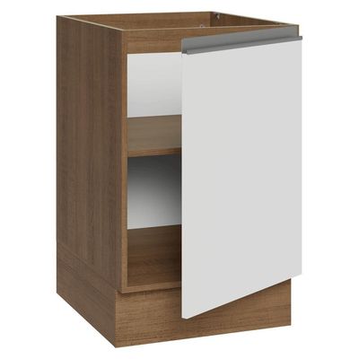 Balcão De Cozinha 50cm 1 Porta (sem Tampo) Rb Glamy Madesa Rustic/branco