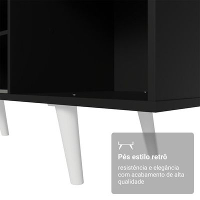 Rack Para Tv Até 80 Polegadas 160cm Com Pés Preto/branco Torino Madesa Preto/branco