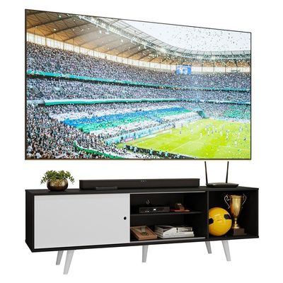 Rack Para Tv Até 80 Polegadas 160cm Com Pés Preto/branco Torino Madesa Preto/branco